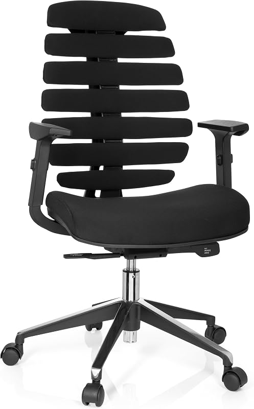 714500 Sedia da Ufficio Girevole ERGO LINE II Tessuto Nero, braccioli, ergonomici Schienale — foto 1 di 7