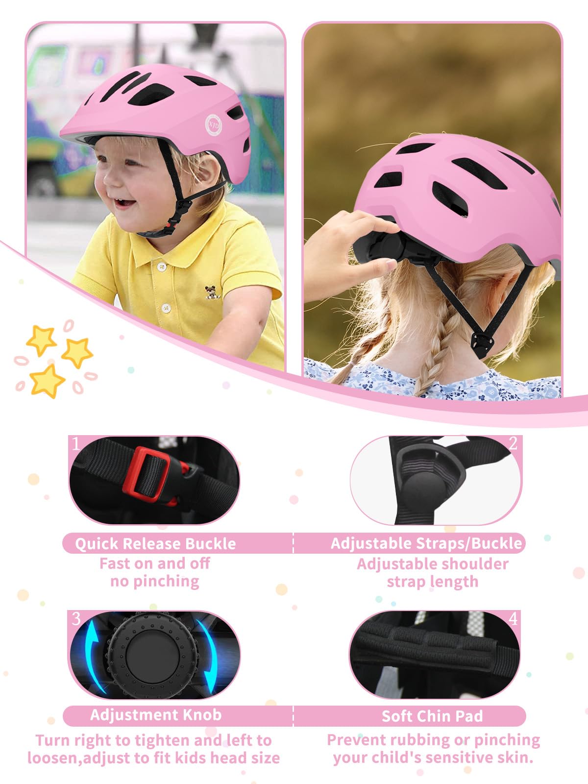 XJD Toddler Helmet Kids Bike Helmet for Infant/Baby Multi-Sport Adjustable Skateboard for Kids Boys Girls Lightweight for Age 1 and Older