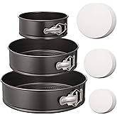 HIWARE Springform Pan Set of 3 Non-stick Cheesecake Pan, Leakproof Round Cake Pan Set Includes 3 Pieces 6" 8" 10" Springform