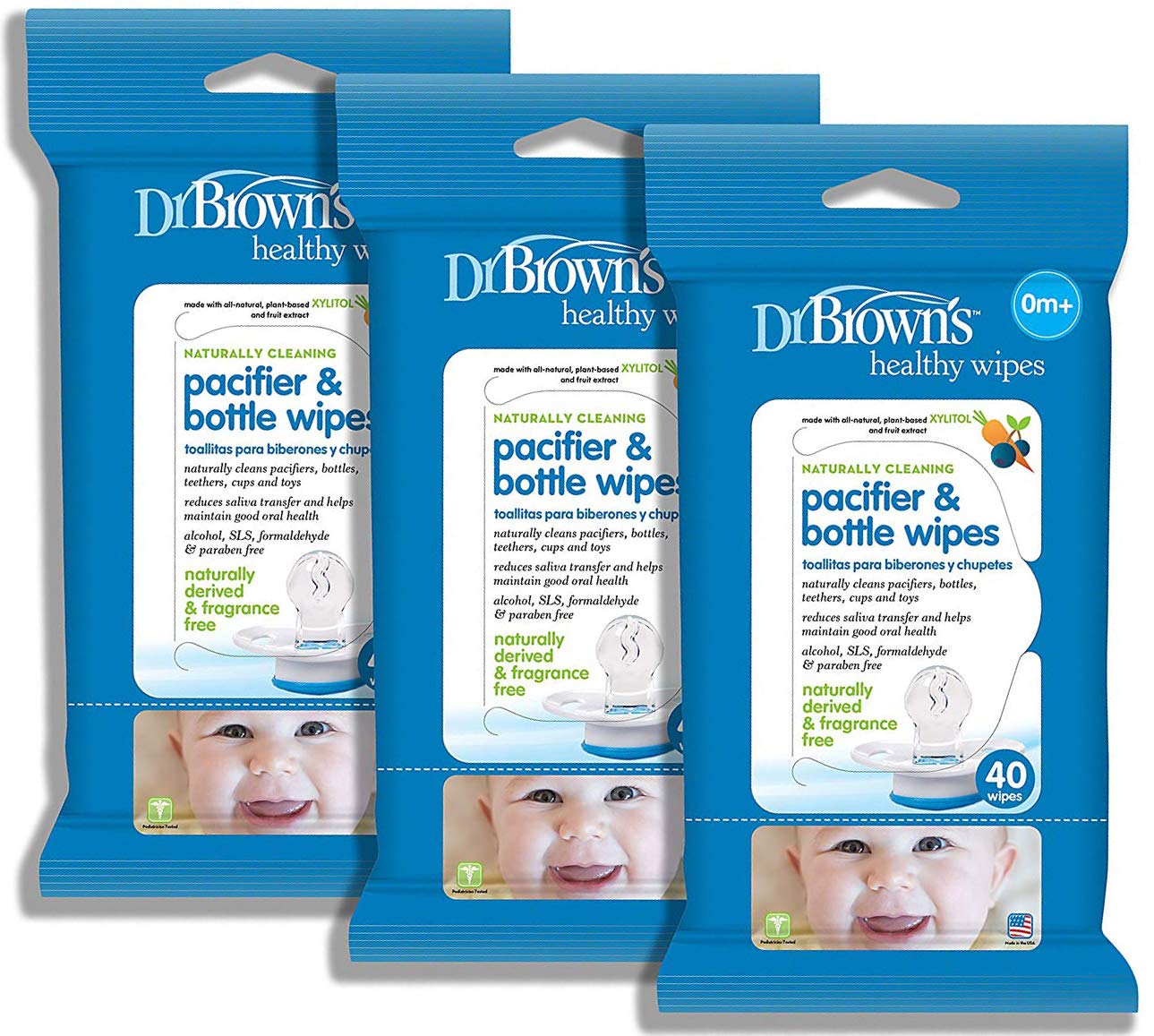 Dr. Browns Pacifier and Bottle Wipes, 40 Count, Pack of 3, Limited Edition