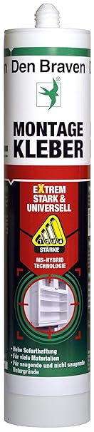 Den Braven GKL33A407002 Den Montagekleber Extrem Stark & Universell (-40° bis +100°C), hohe Soforthaftung, vielseitiger und h