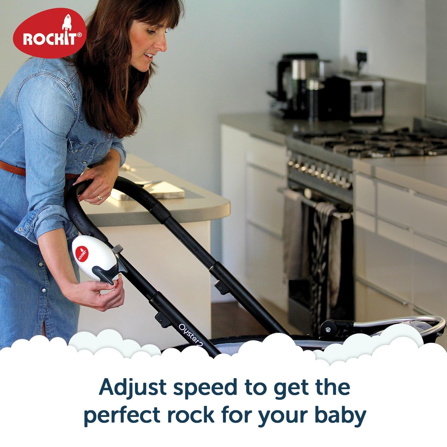 Rockit Rocker (AA Battery Version) - Baby Sleep Aid Gently Rocks Any Stroller or Buggy, Adjustable Speed with 60 Minute Timer - Fits All Pushchairs & Prams to Create a Portable Baby Bouncer