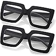 Kursan Oversized Square Black Glasses for Women Men Big Frame Blue Light Blocking Glasses Fashion Eyeglasses