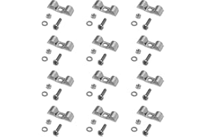 QWORK Stainless Steel Double Line Clamp, 12 Pack 3/8" Fuel Lines Clips with Mounting Screws
