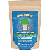 Lion's Mane Extract Powder by Malama, Organic Fruiting Body Lions Mane Mushroom Powder, Superfood Adaptogenic, Supports Memory, Focus, Brain, & Nerves