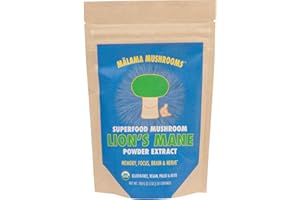 MALAMA MUSHROOMS Lion's Mane Extract Powder by Malama, Organic Fruiting Body Lions Mane Mushroom Powder, Superfood Adaptogenic, Supports Memory, Focus, Brain, & Nerves