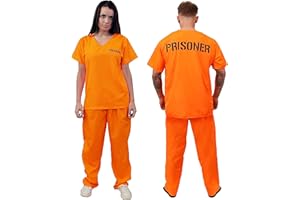 I LOVE FANCY DRESS Orange Prisoner Costume Adults Unisex Convict Fancy Dress Outfit - Men and Women