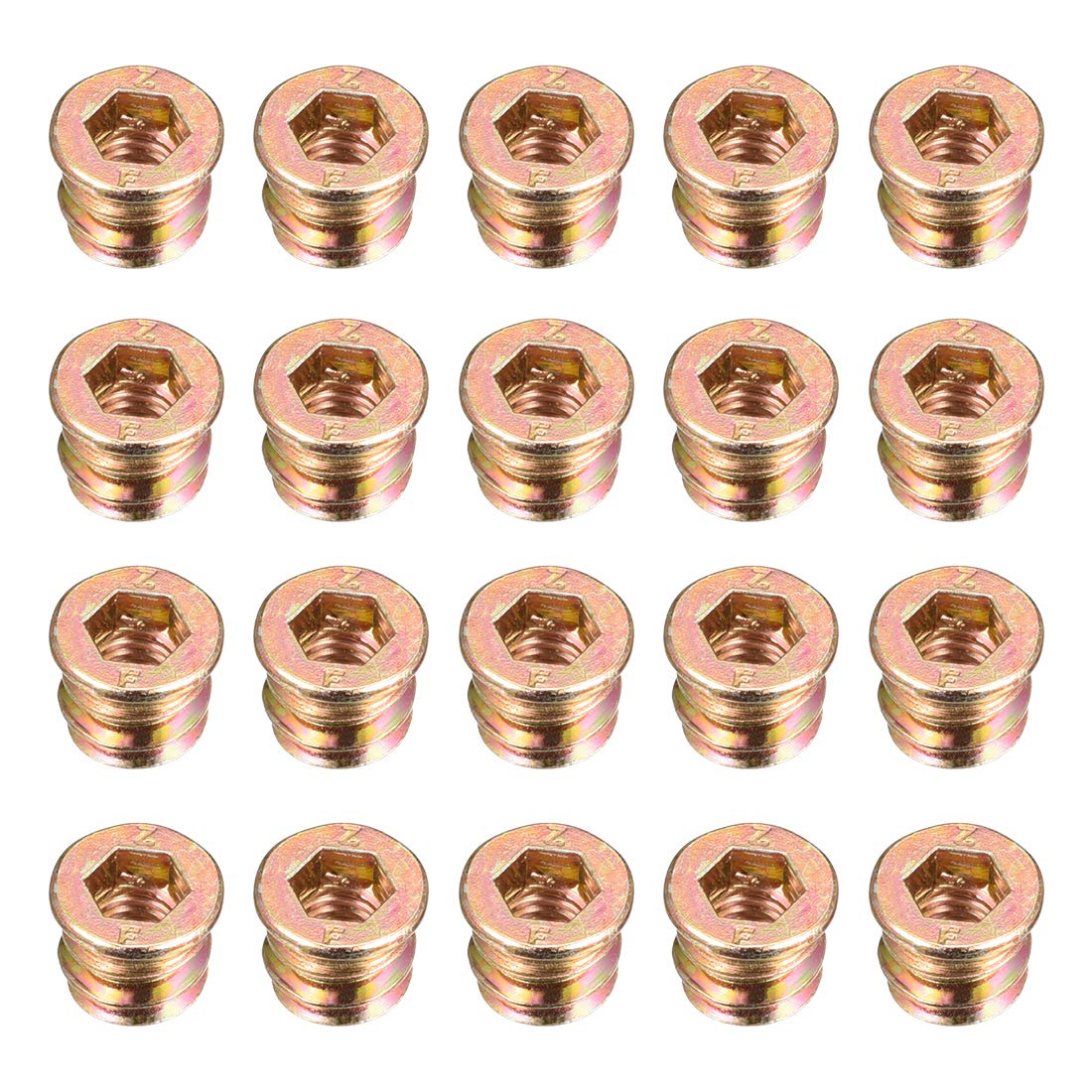 sourcing map Wood Furniture M6x10mm Threaded Insert Nuts Interface Hex Socket Drive 20pcs