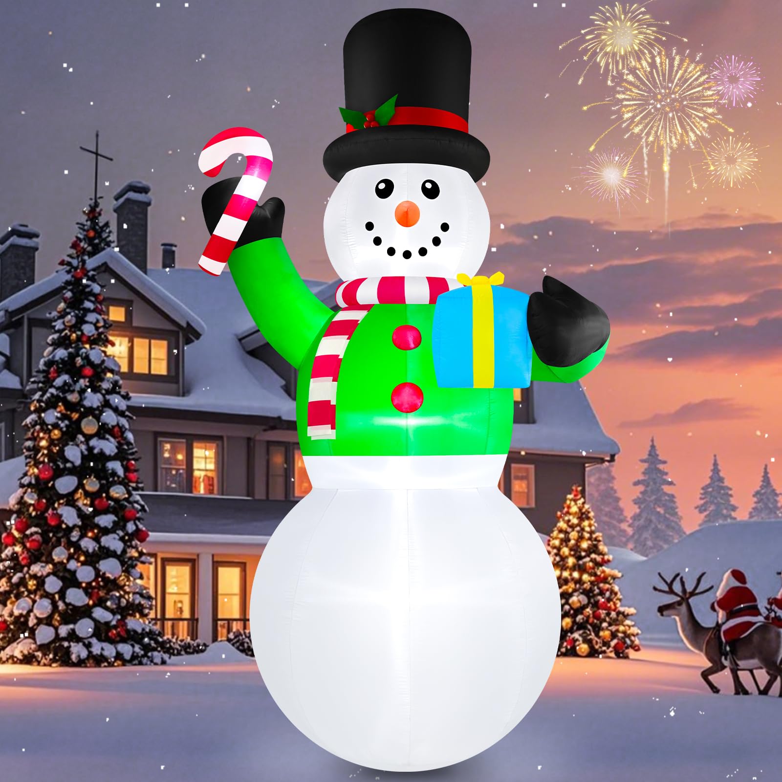 Photo 1 of ***PARTS ONLY***Danxilu 12ft Tall Christmas Inflatables Snowman Decorations Outdoor, Giant Blow Up Candy Cane Snow Man Yard Decor with Led Lighted for Front Outside Lawn Holiday Vacation Party