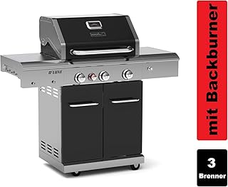 Nexgrill 3B Deluxe Gasgrill I 3 Brenner Gas Grill mit Keramik Backburner I Grillwagen mit Grillthermometer und Pro Touch Gusseisen-Grillrost (Silber)