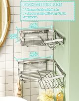 HapiRm Corner Shower Caddy Silver 2 Pack 11 Hooks Stainless Steel view 5