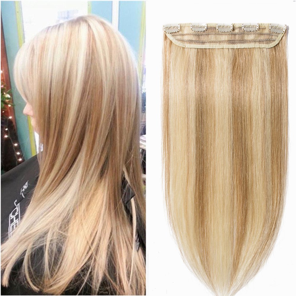 Clip in extensions echthaar Haarverlängerung Remy Echthaar 1 Stück 40cm 45g 18 613 Light Aschblond Weißblond Amazon Beauty