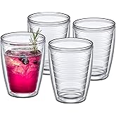 Amazing Abby Alaska 16-Ounce Insulated Tumblers (Set of 4), Double-Wall All-Clear Reusable BPA-Free Shatter-Proof Dishwasher-Safe Plastic Drinking Glasses