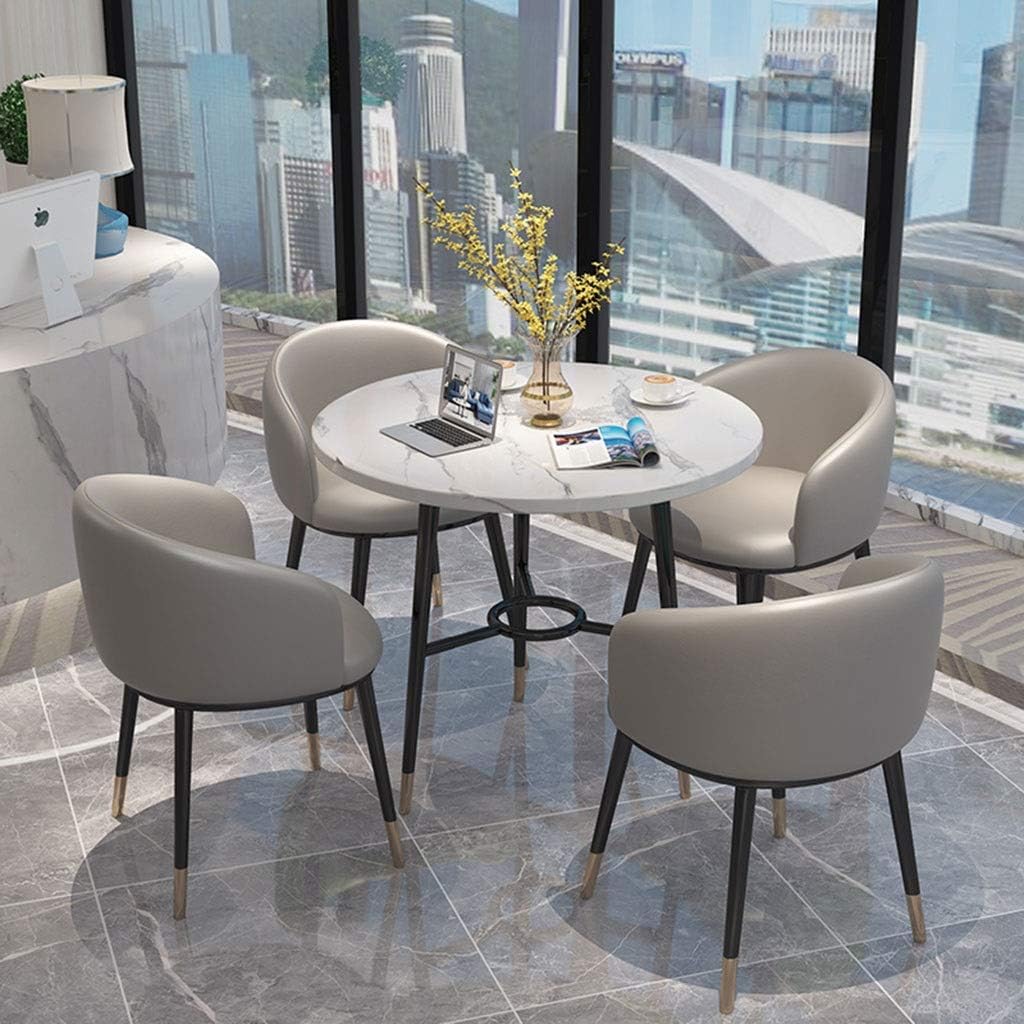 ZCXBHD Küchenstühle, PU Ledersitz Mit U-förmiger Rückenlehne Retro Sessel Metallbeine ...