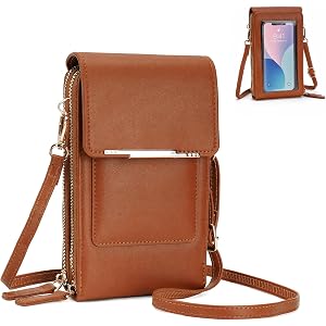Crossbody Phone Purse, Small Cross Body Wallet Purses with Adjustable Shoulder Straps for Women Anti-Theft PU Leather Bag