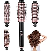 Thermal Brush,5 Temps LCD Display Ceramic Tourmaline Heated Styling Brush Set - 3-in-1 Detachable Barrels (1.25/1.5/1.75 Inch),Heater for Versatile Hair Styling Curling Tongs(Black)