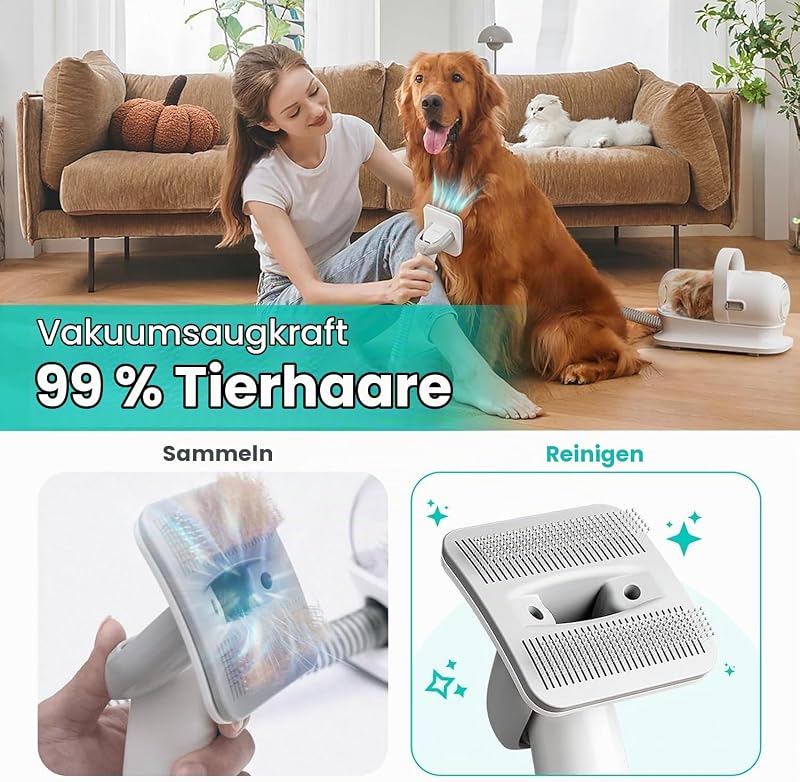 P1 Pro Hundeschermaschine mit Staubsauger, leise Schermaschine Hund Katze, Profi Haustierpflegeset, Tierhaarschneidemaschine, elektrische Hundetrimmer mit 5 bewährten Pflegewerkzeugen