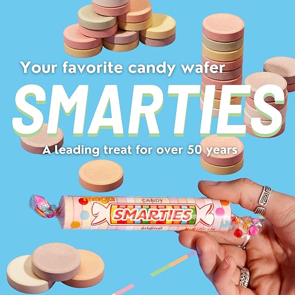 SMARTIES CANDY BULK ROLLS GLUTEN FREE & VEGAN ASSORTED FLAVOR TREATS | PEANUT FREE ALLERGEN FREE & DELICIOUS SNACKING BULK CANDY INDIVIDUALLY WRAPPED – 14 OZ (52 ROLLS PACK)