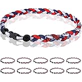 Midtatus 12 Pack Baseball Necklace 18inch, Team Gift for Baseball Funs, Three Braided Titanium Tornado Rope Design, with Muti - Color for Pick