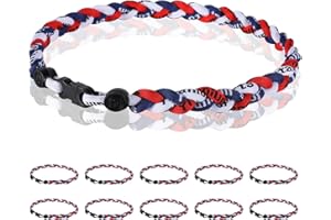 Midtatus 12 Pack Baseball Necklace 18inch, Team Gift for Baseball Funs, Three Braided Titanium Tornado Rope Design, with Muti - Color for Pick