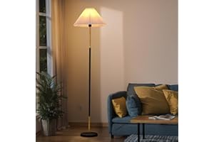 JuGuo 66''Floor Lamp,9W Edison Bulb Included Nordic Style Standing Lamp with Foot Switch and Pleated Shade, Tall Floor Lamp Reading for Living Room Bedroom Office Classroom Dorm Room
