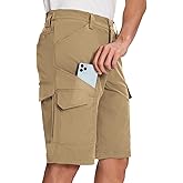 Moosehill Mens-Hiking-Shorts Cargo Lightweight Water Resistant Quick Dry Big & Tall with 8 Pockets for Tactical Work