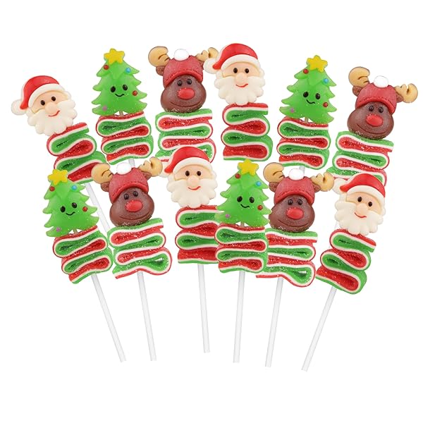 GALERIE SOUR CHRISTMAS GUMMY POPS, INDIVIDUALLY WRAPPED CANDY SKEWERS, STOCKING STUFFER GIFTS