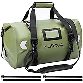 YUMQUA Waterproof Duffel Bag, Motorcycle Duffle Bag, Heavy Duty Roll Top Large Dry Bags Waterproof with Durable Straps & Handle for Travel Outdoor Boating Rafting Kayaking Camping Paddle boarding