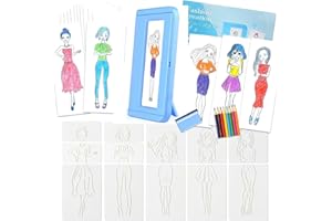 INNOSURG Kids Fashion Design Drawing Kit, 15 Double-Sided Rubbing Plates, Texture Art Set with Crayons, Colored Pencils, Paper & Frame, Creative Art for Girls & Boys Ages 5+, Travel Art Supplies, Birthday Gift