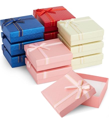 Yauhar 21Pcs 7 Colors Empty Jewelry Gift Boxes with Lids Assortment Set Contains 1.5 x 1.5 & 2