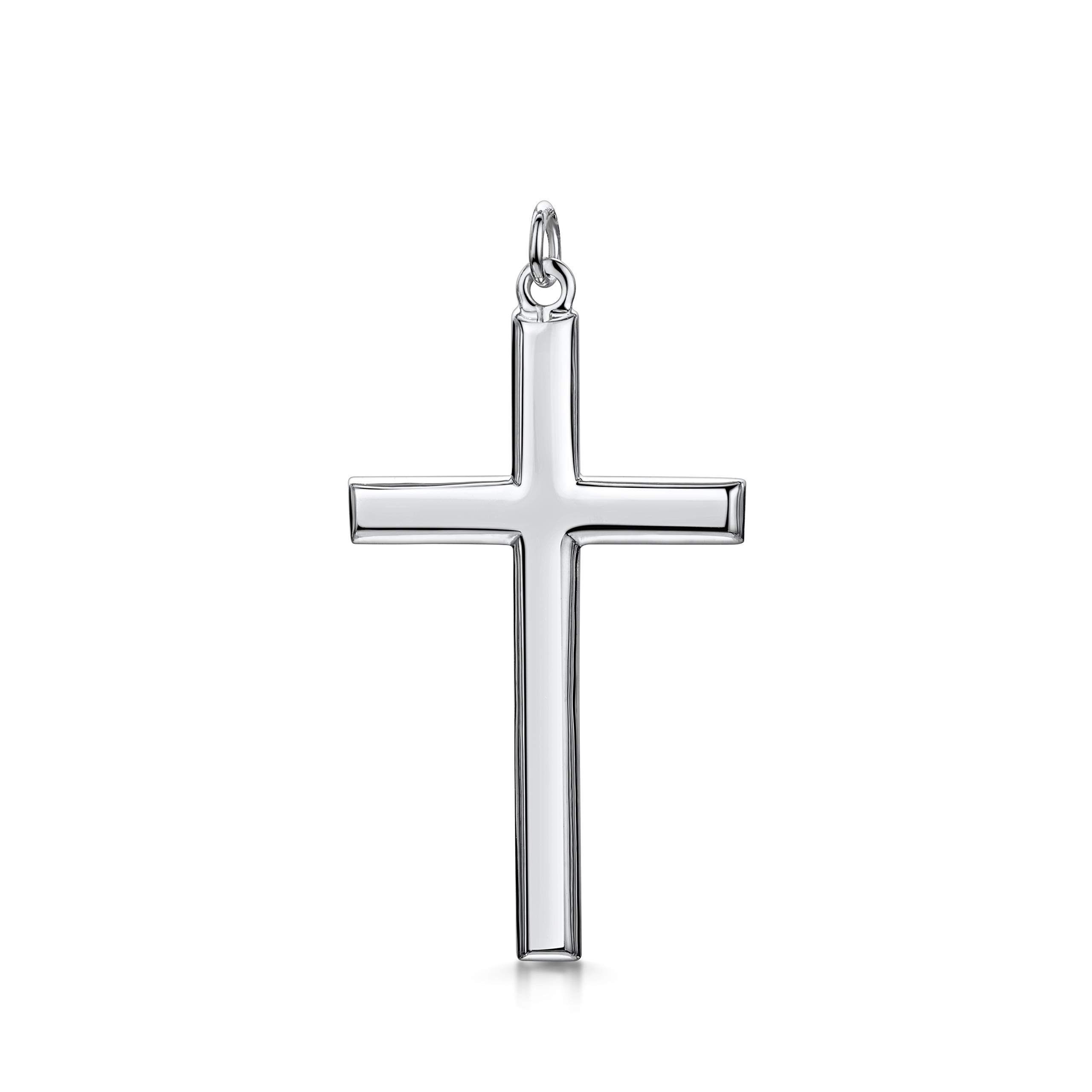Amberta Unisex 925 Sterling Silver Cross Pendant: Large Crucifix