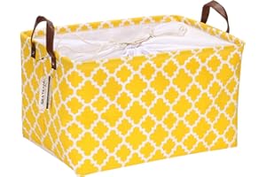 Sea Team Moroccan Pattern, Canvas Fabric Storage Basket, Collapsible Geometric Design, Storage Bin with Drawstring Cover and 