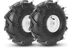 AR-PRO 11x4.00-4" Tiller Tire and Wheel, 3/4" Axle Bore Hole, 3-1/8" Centered Hub, Compatible with Craftsman and Troy-Bilt Tiller, 4Ply Pneumatic (Set of 2)