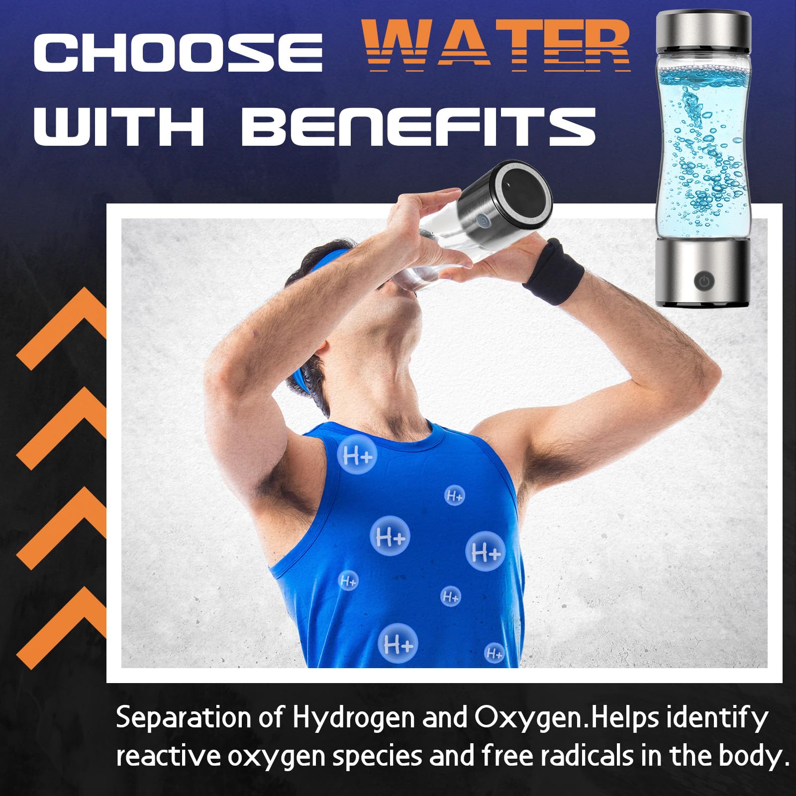Hydrogen Water Bottle Generator, Portable Rechargeable aquahealth Hydrogen Water, Hydrogen Water Ionizer Machine, with SPE/PEM Technology, for Home Office Travel Fitness Drinking (Clear)