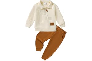 ZOEREA Toddler Baby Boy Clothes Outfits Long Sleeve Solid Sweatshirt and Pants 2 Piece Fall Winter Sweatsuit Set 1-5T
