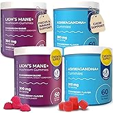 DR. MORITZ Ashwagandha + Lions Mane Mushroom Gummies Bundle – 120 Count Each – Sugar-Free, Non-GMO – with L-Theanine – Ashwagandha for Men & Women – Supports Calm, Focus, Relaxation & Immune Health