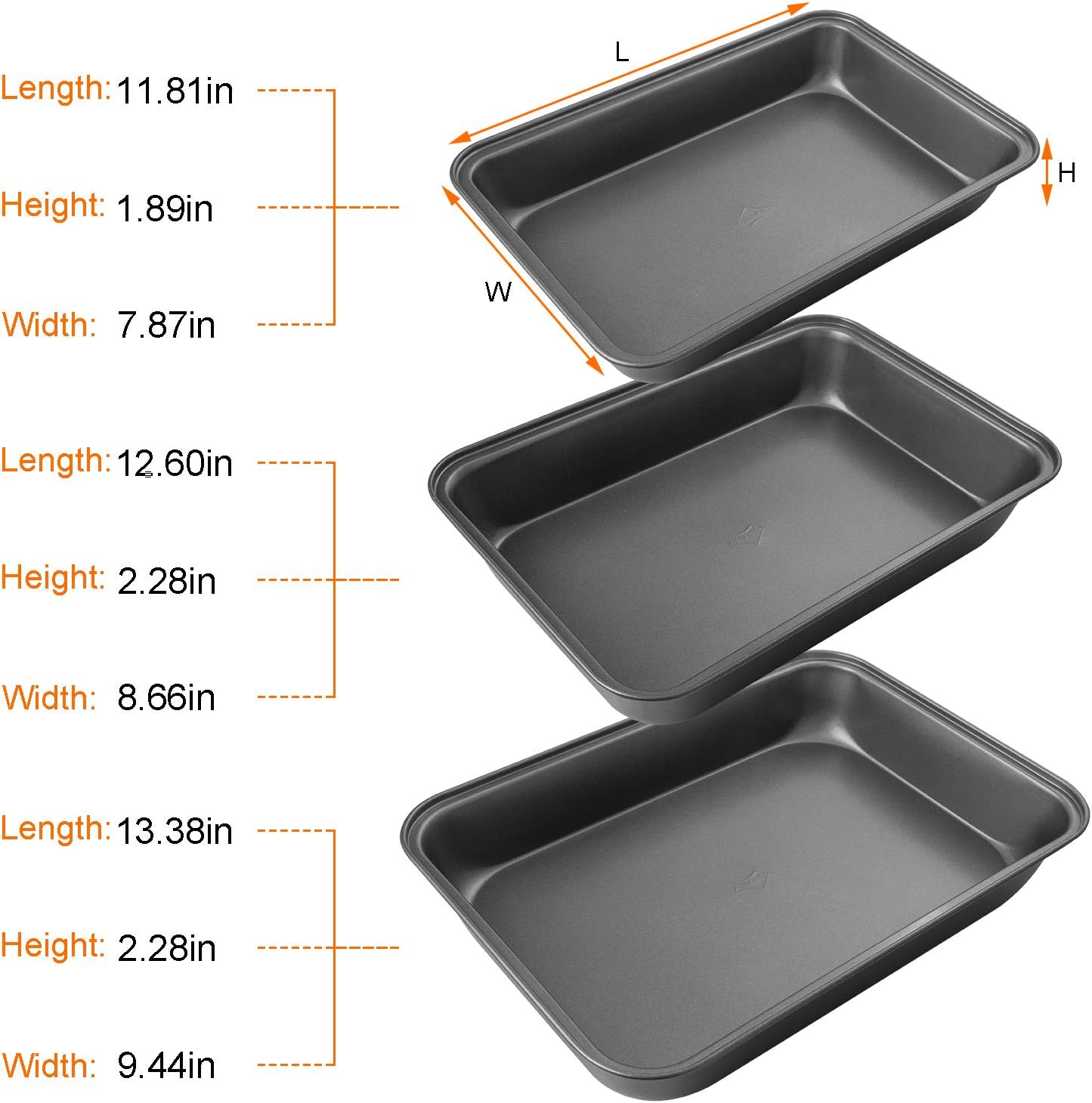 STARVAST Non Stick Oven Baking Trays, 3 Pieces Carbon Steel (PFOA Free) Roasting Tins Pans - Black, 30 x 20 x 5 cm - Image 3