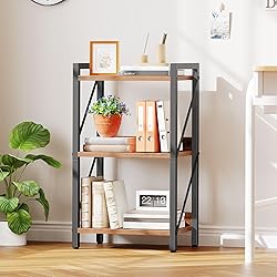 HOOBRO Bookshelf, 3-Tier Industrial Bookcase, Book