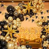 Conleke 161Pcs Black Gold Balloon Arch Kit with Explosion Star Foil Balloons view 4