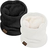 Chalier Infinity Scarf Winter Double-Layer Neck Warmer Knit Fleece Lined Circle Loop Scarves