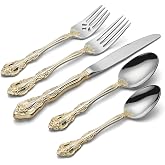 Oneida Golden Michelangelo 20-Piece Silverware Set for 4, Flatware | golden, dishwasher safe | includes knives, forks, and spoons | heavy duty, cutlery set, utensil set, wedding silverware