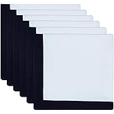 PurpleEssences Black and White Cloth Napkins - 18x18 Inch Set of 6-100% Cotton Elegant Hemstitch Dinner Napkins with 1" Solid Edges, Soft Durable Washable - Spring Easter Summer Table Décor
