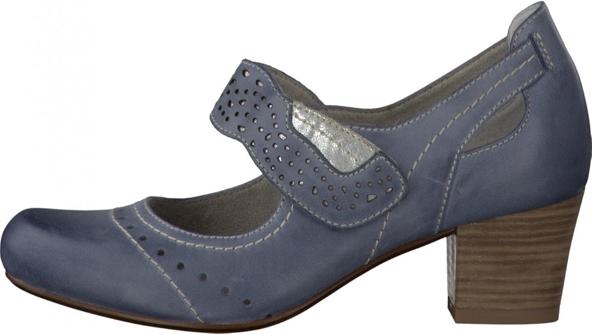 Jana Damen Spangen Pumps 8-24307-802 blau, Gr. 36-41, Weite H, Leder, Damen Größen:40;Farben ...