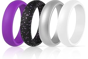 ThunderFit Silicone Wedding Bands for Women, Dome Unique Anniversary Rings 5.5mm Wide 2mm Thick - 1/2/3/4/5/6/7/8/12 Variety Multipack
