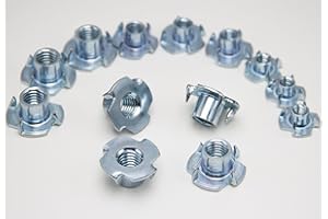 IEUYO Zinc Plated Steel T-Nut, 3/16" 1/4" 5/16" 4-Prong Heavy Duty Tee Nut for Wood, Cabinetry, Rock Climbing Holds, Threaded Insert, Furniture 3 Sizes - 80Pcs Kit