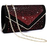 Dasein Women Rhinestone Evening Bag Faux Suede Clutch Formal Party Sparkly Purses Cocktail Wedding Handbag