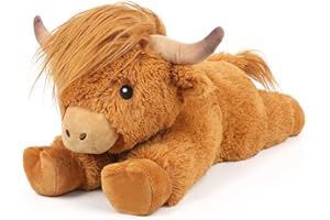 CUCKOOL Highland Cow Stuffed Animals, Microwavable Stuffed Animals Heating Pad for Cramps, Pain Stress Relief, Heatable & Coolable Lavender Scented Cow Plush Toy for Anxiety, Women Kid Bedtime Highland Cattle