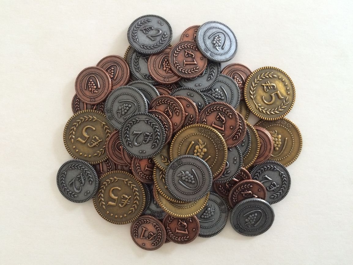 Viticulture: Metal Coins (葡萄酒莊園金屬硬幣)_金屬幣_配件_卡牌屋桌上遊戲