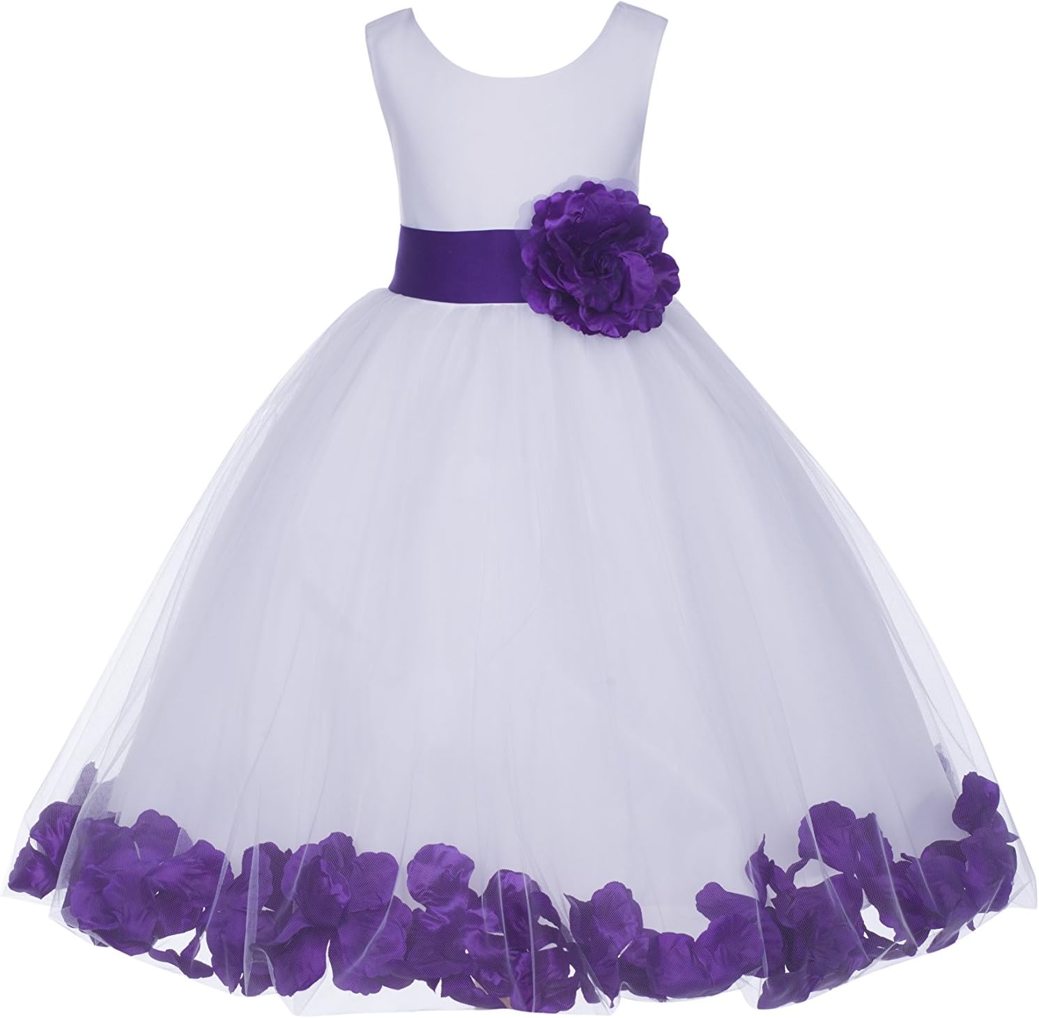 White Floral Rose Petals Flower Girl Dress Birthday Girl Dress Junior Flower Girl Dresses 302s