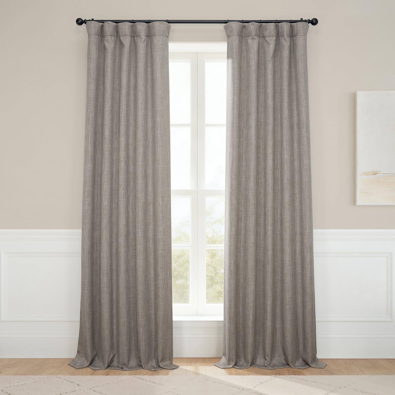 HPD Half Price Drapes BOCH-LN185-P Faux Linen Room Darkening Curtains for Bedroom (1 Panel), 50 x 120 cm, Mink — image 1